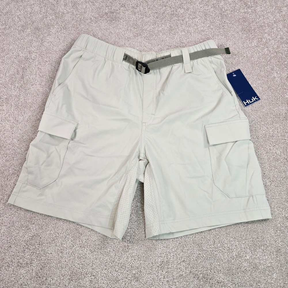 Huk Creekbed Cargo Fishing Shorts Mens Small Beige Tan H2000204 Sun Protection